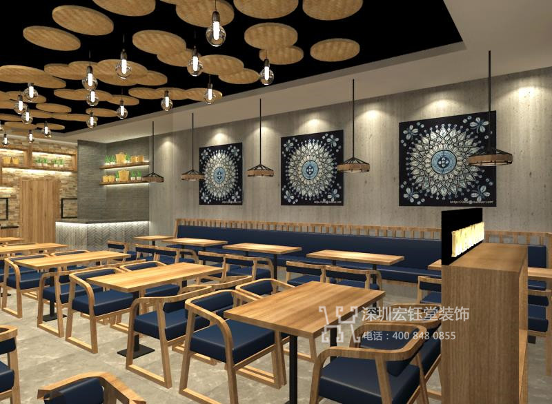 格朗合云南過橋米線連鎖餐飲店裝修設(shè)計效果圖