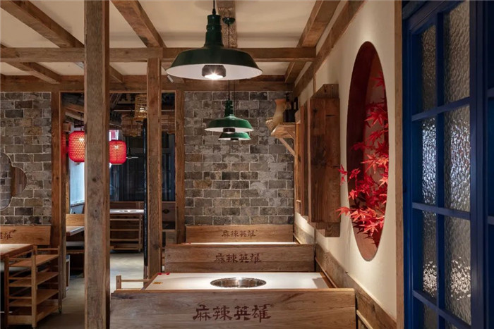 中式連鎖火鍋店裝修   麻辣英雄火鍋店卡座區(qū)裝修設計方案